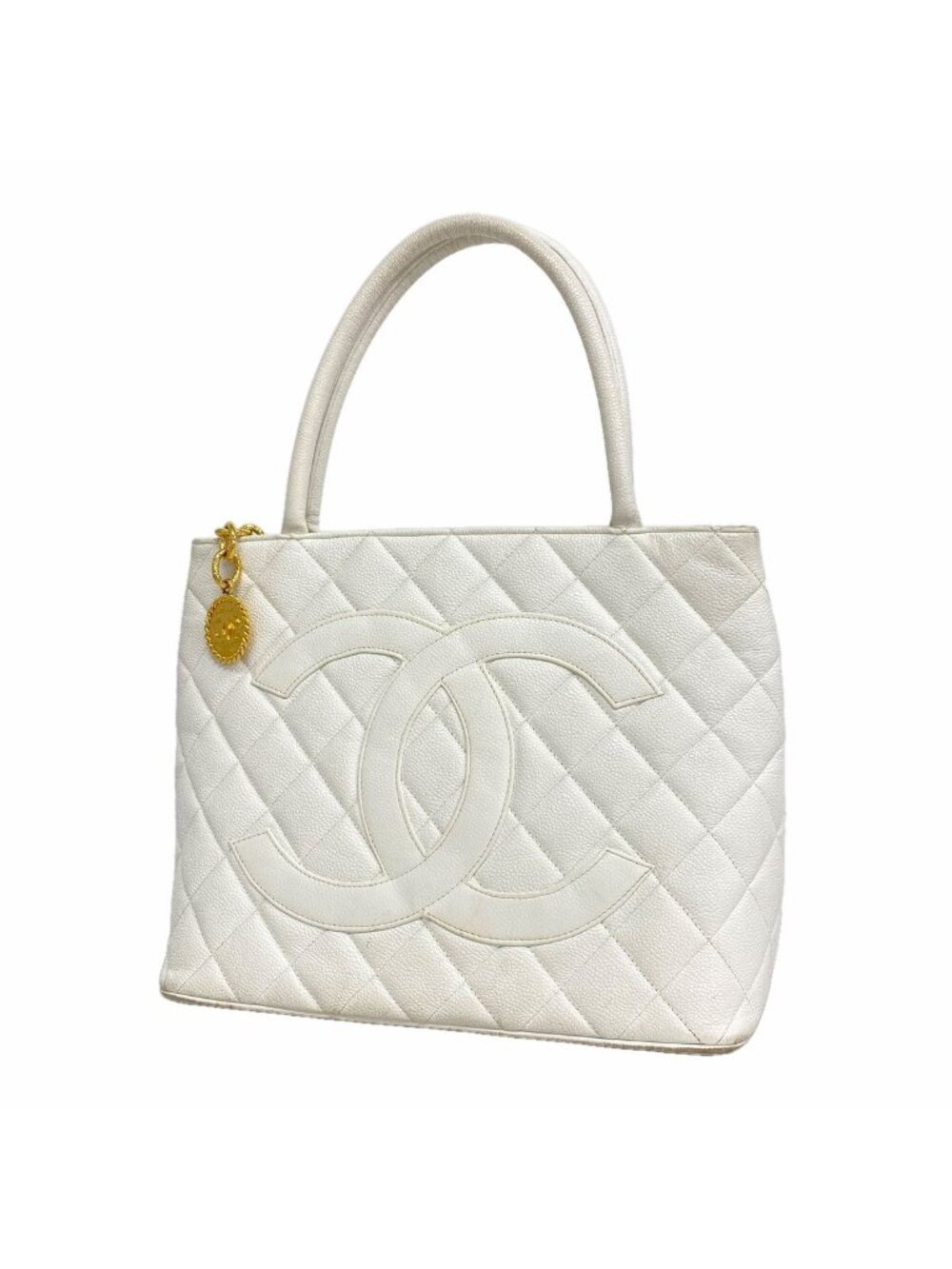Chanel Tote Bag Reissue Caviar Leather White Gold
